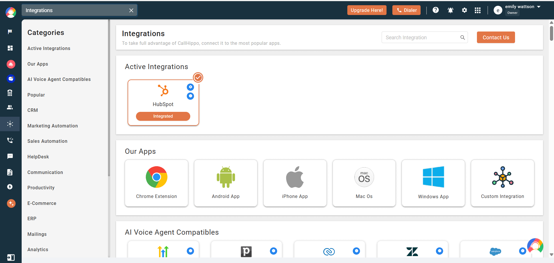 50+ CRM Platform Integrations:  callhippo 