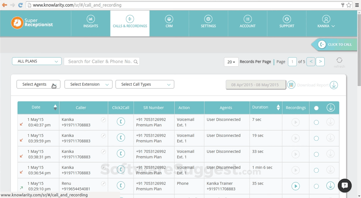 Knowlarity Dashboard