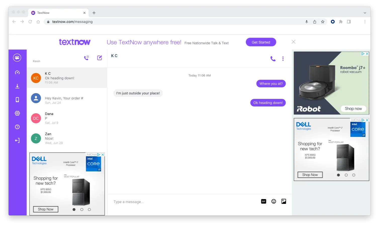 TextNow Dashboard
