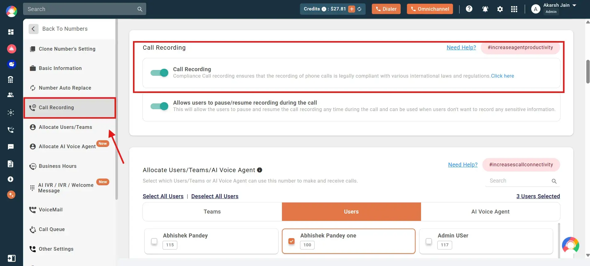 How to record phone call callhippo step -3
