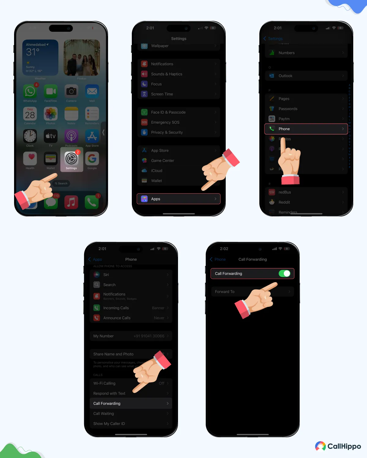 Desactivar el desvío de llamadas en el iPhone