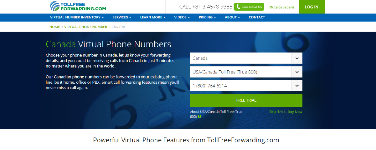 Tollfreeforwarding free virtual phone number