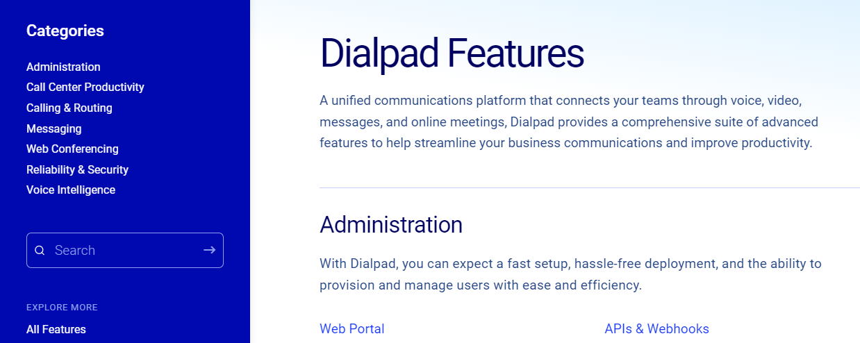 dialpad feaures