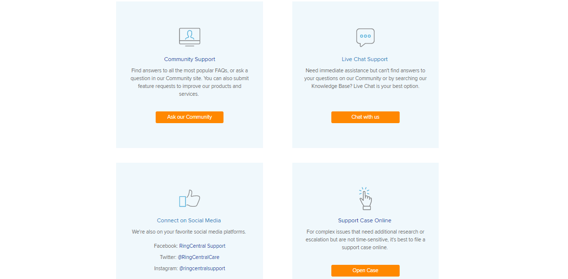 RingCentral customer support channels