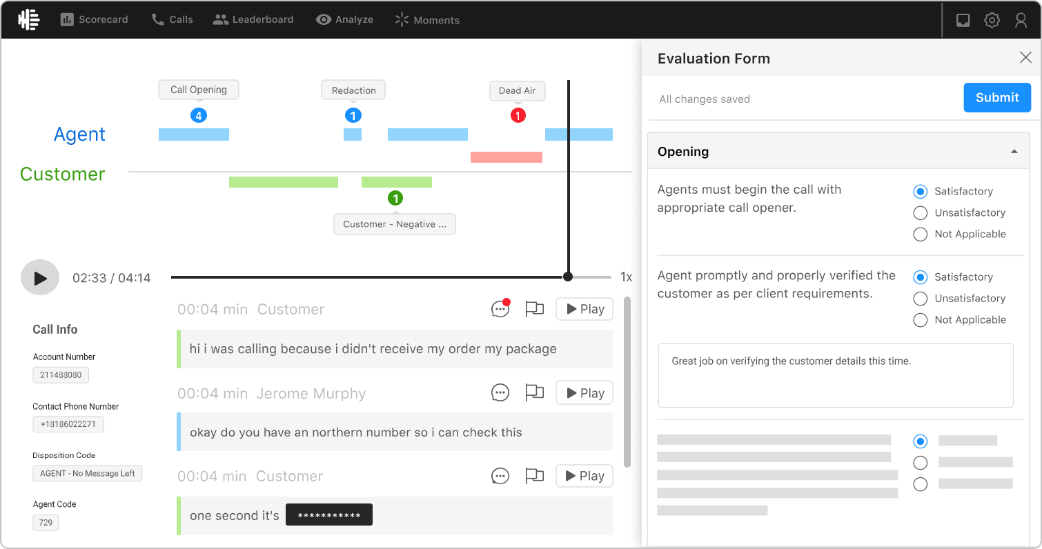 Observe.ai conversation analytics software