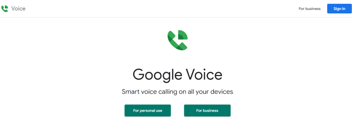 Google Voice dashboard