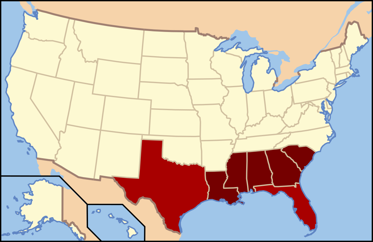 Area codes in Southern USA