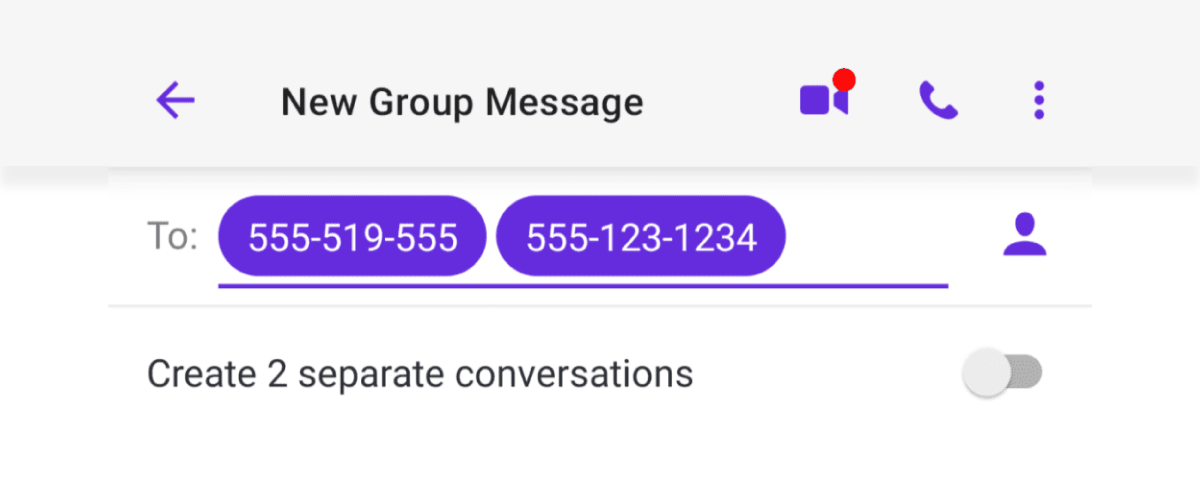 Group texting in TextNow