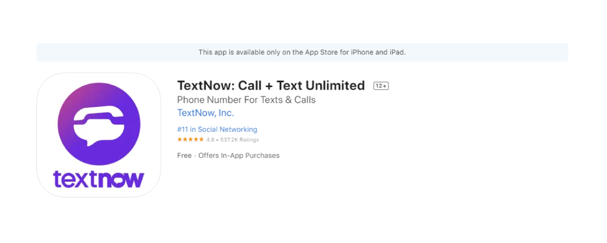 TextNow reviews on Apple Store