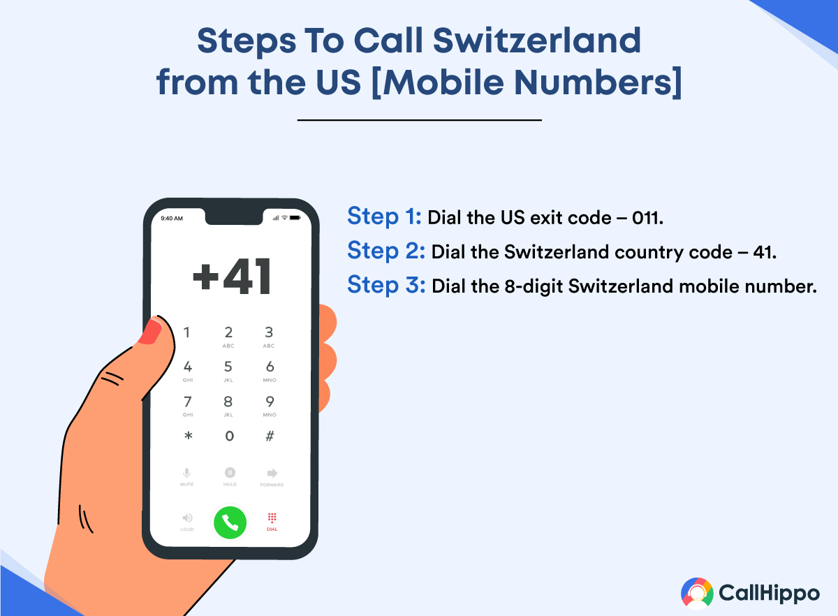 Steps to dial Switzerland mobile numbers from the US
