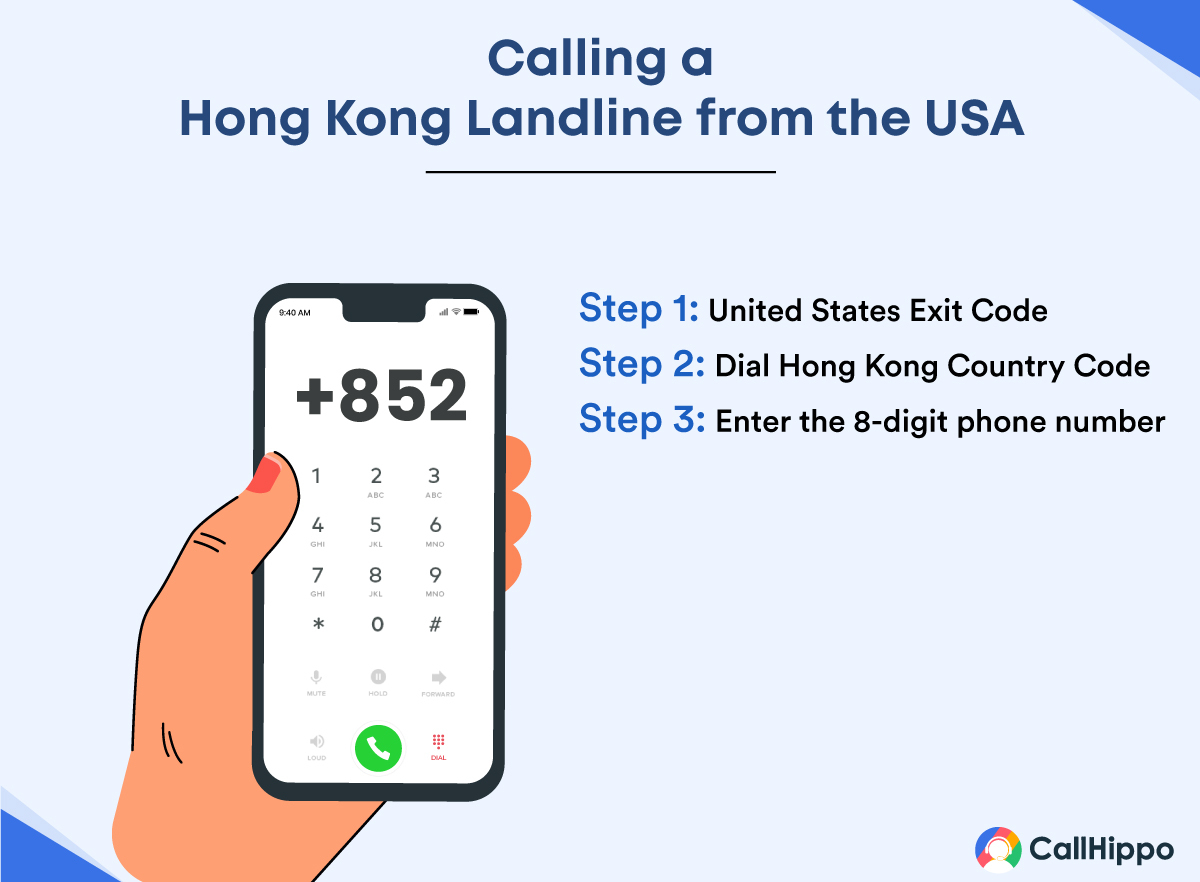 steps for calling Hong Kong landline from USA