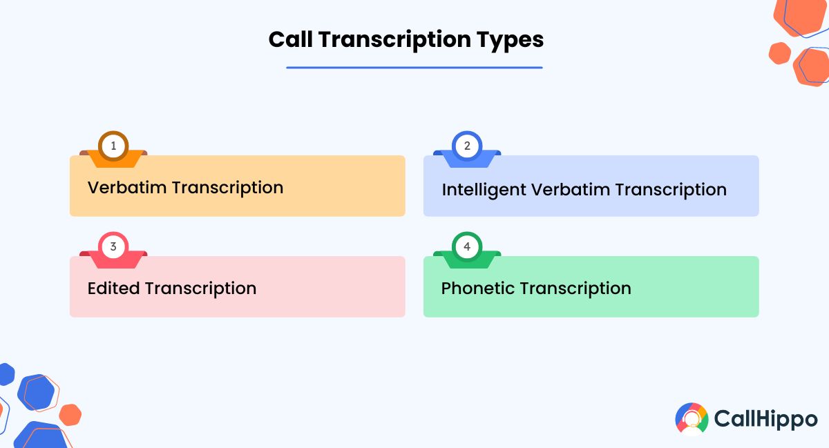 types of call transcription