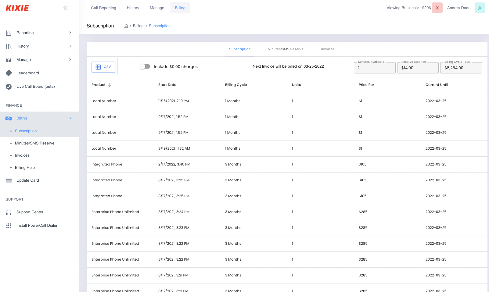 Kixie Dashboard