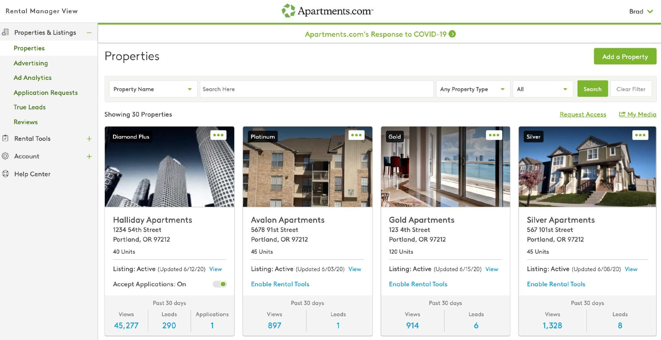 Apartments.com Dashboard