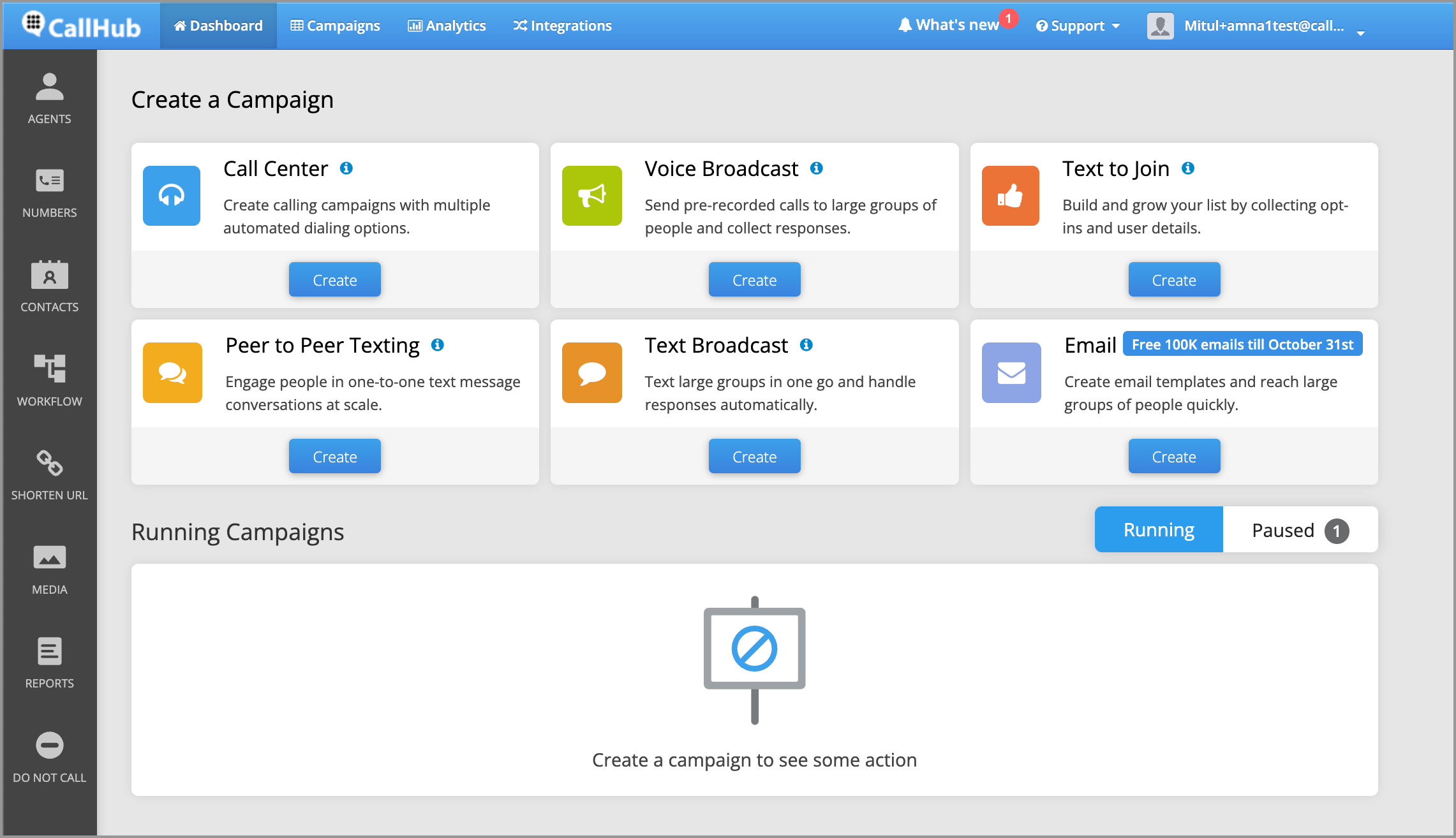 Callhub dashboard