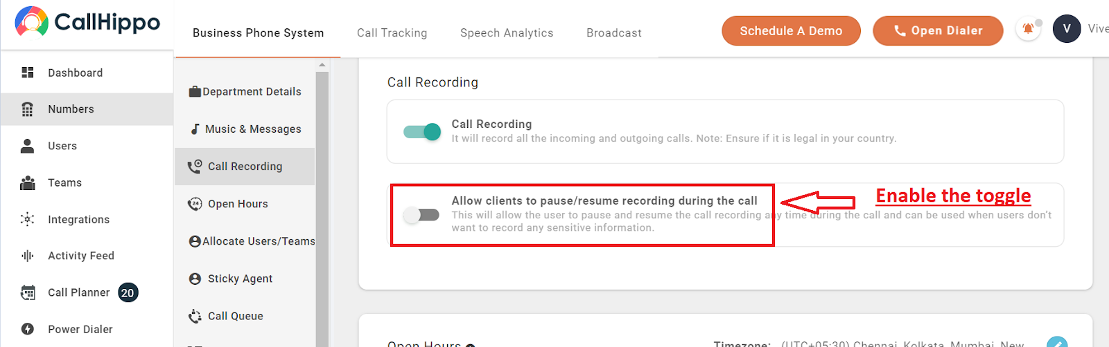 How to pause call recording in CallHippo