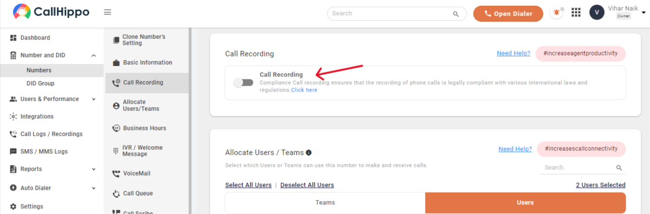 activate call recording