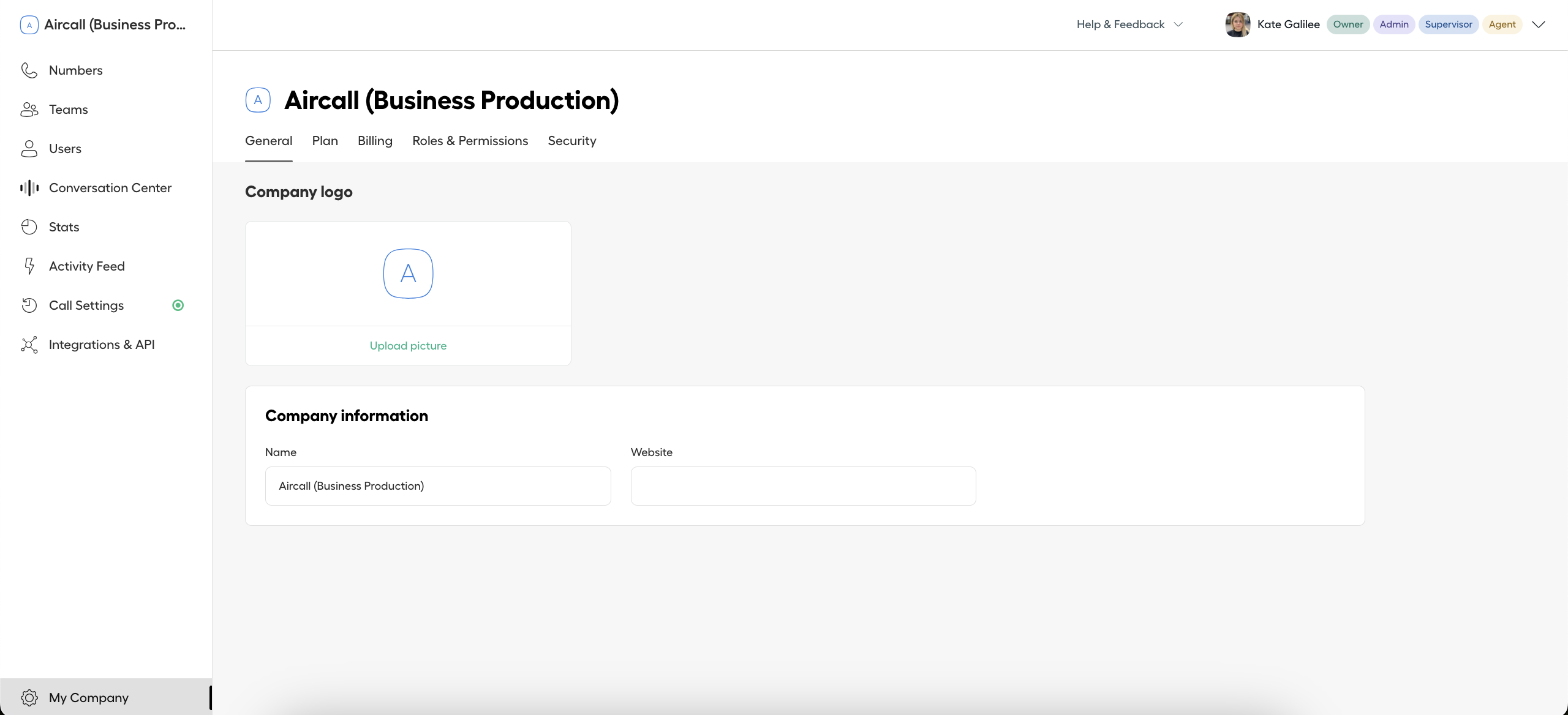 aircall dashboard