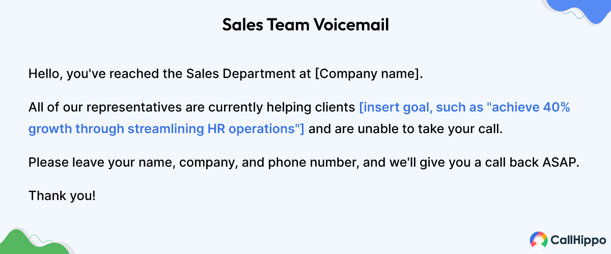 Sales Team Voicemail