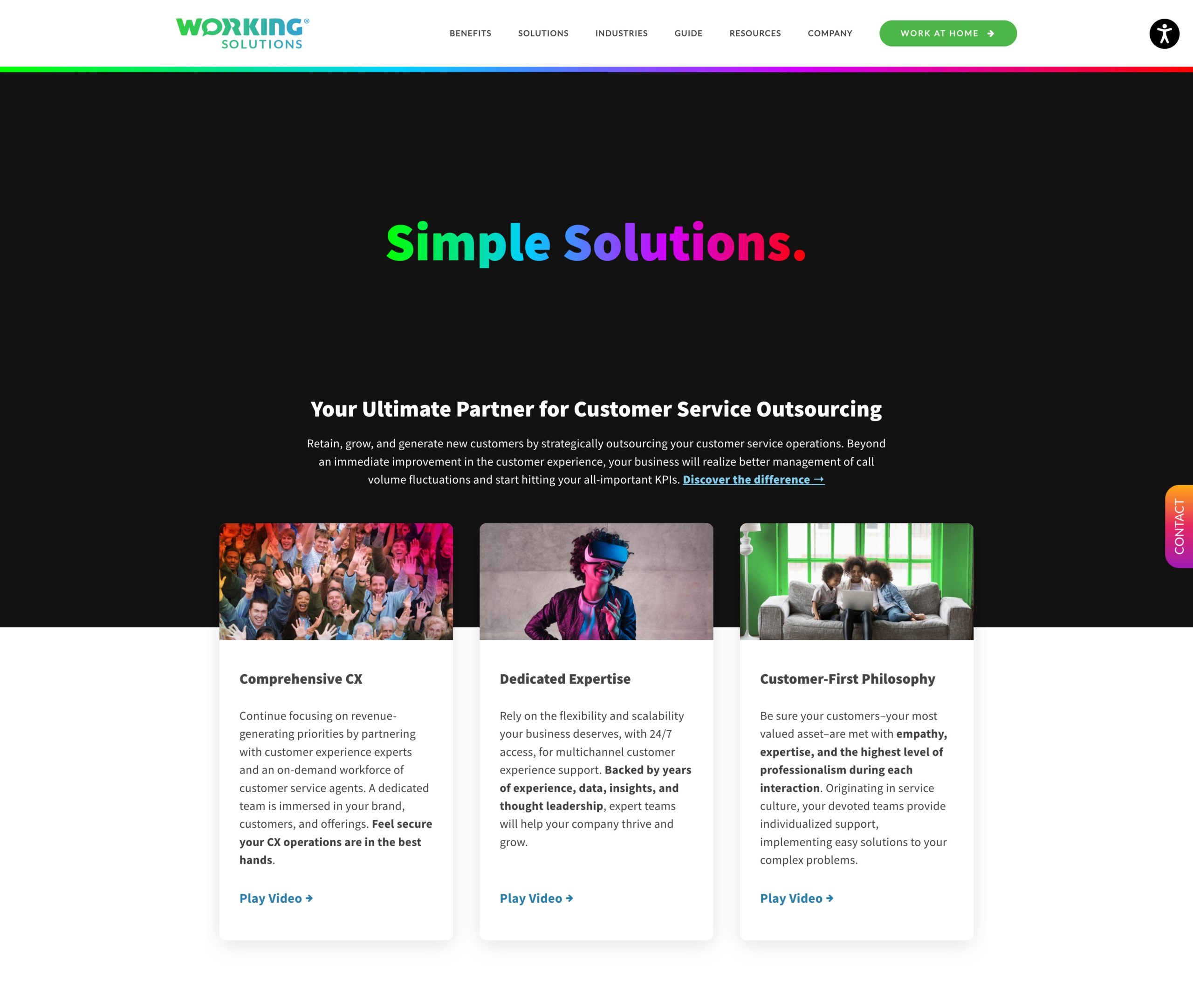 Working solutions homepage