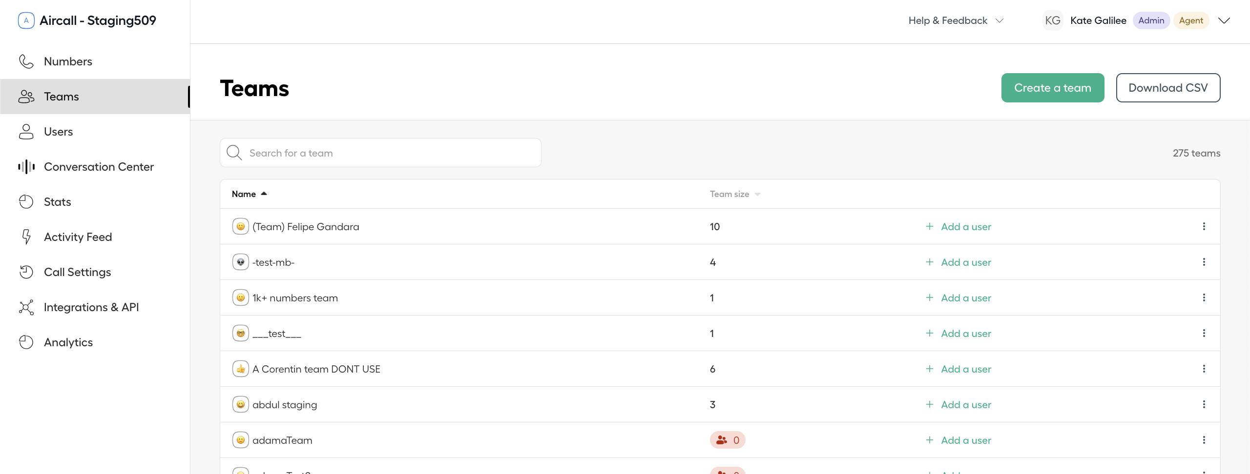 aircall latest dashboard