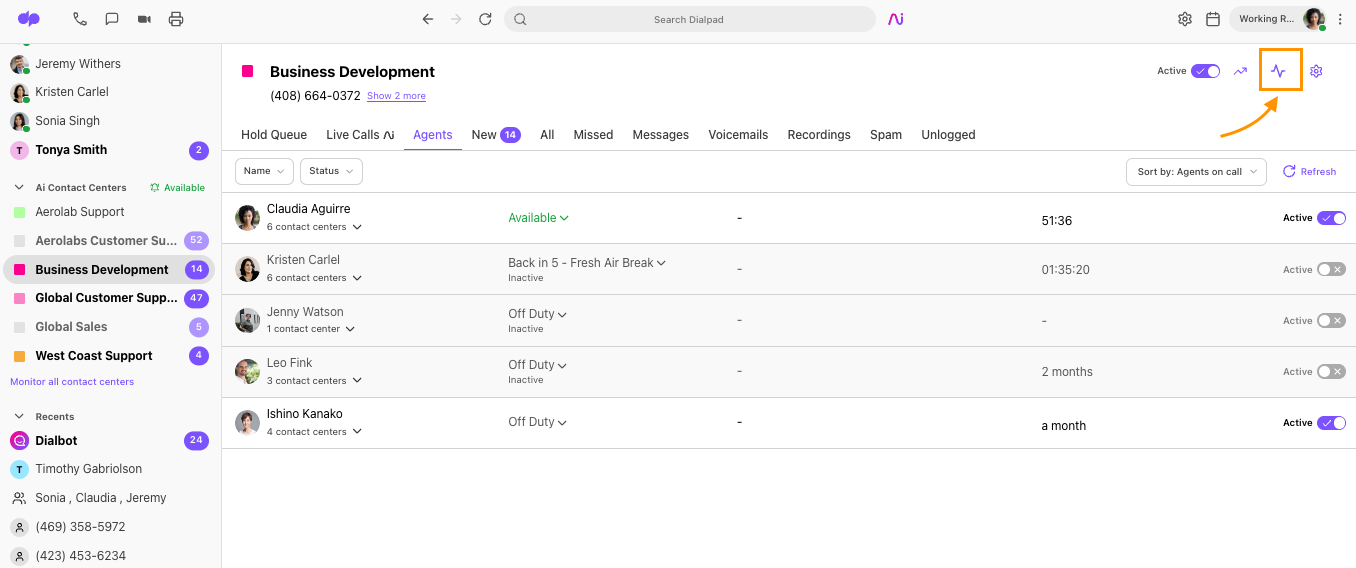 dialpad latest new dashboard