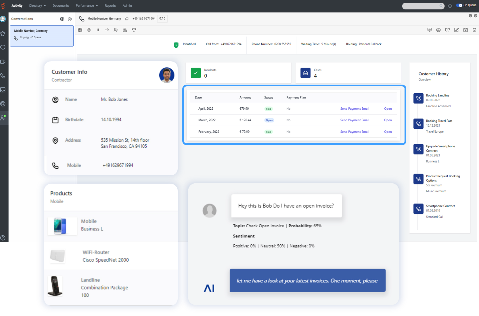 Cognigy dashboard