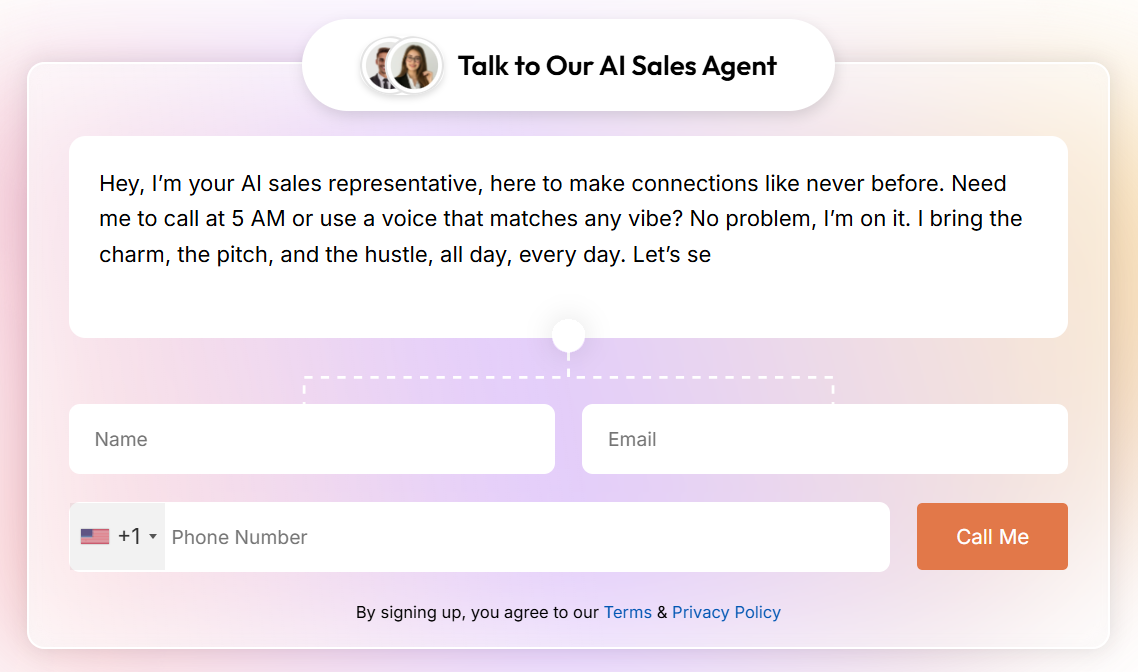 ai sales agent homepage