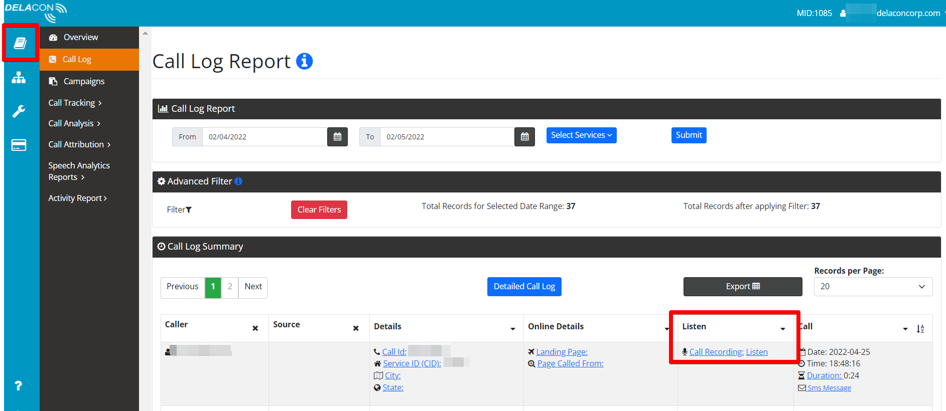 delcon dashboard