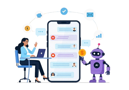 Conversational-AI-In-Banking-Use-Cases-Benefits-vector-