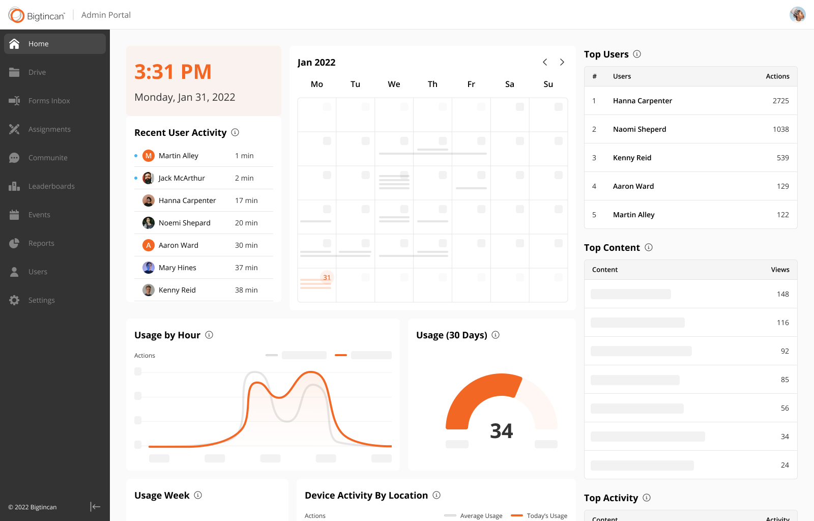 bigtincan dashboard