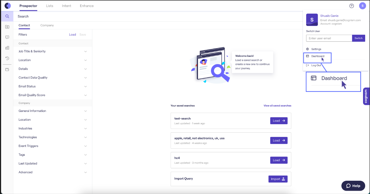 Cognism Dashboard