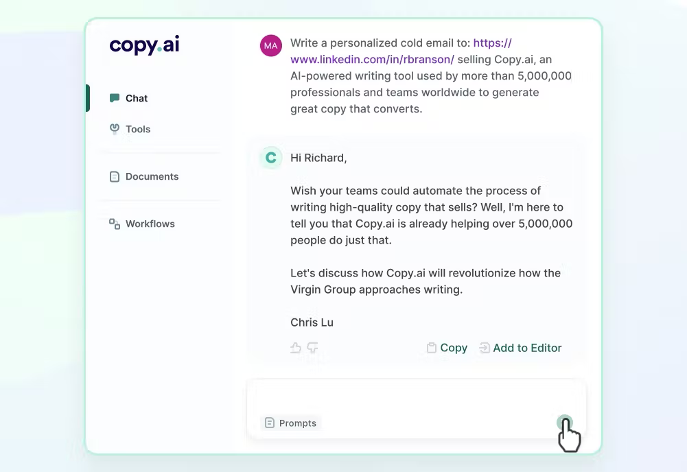 copy ai dashboard
