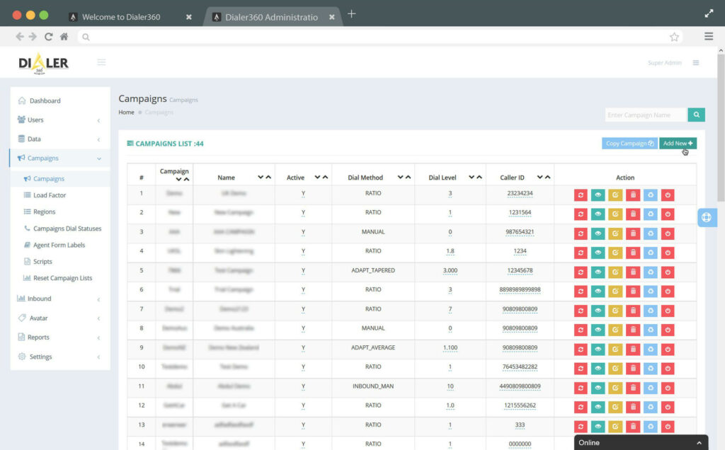 Dialer 360 dashboard