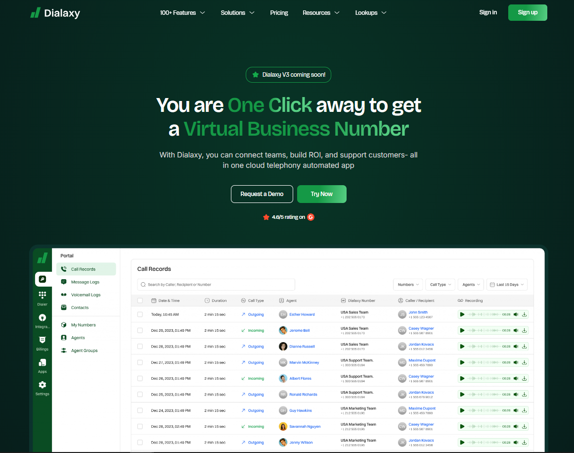 Dialaxy Dashboard