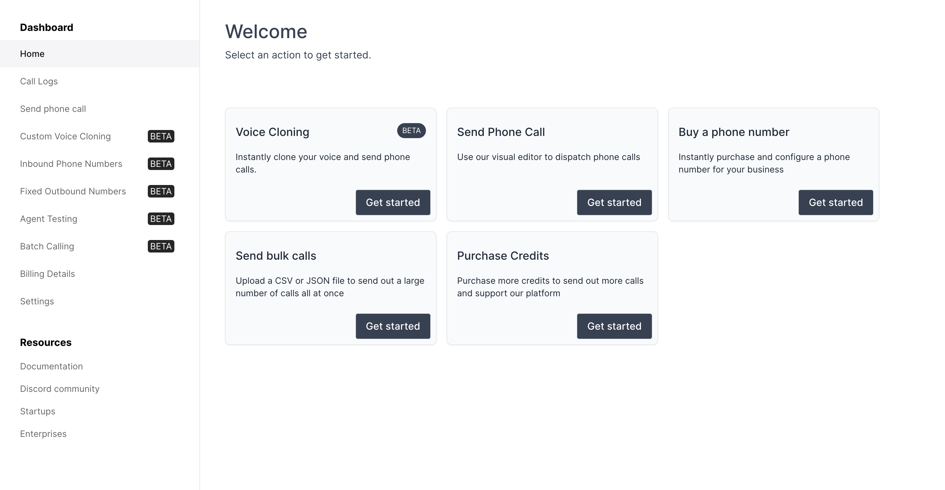 Bland ai dashboard