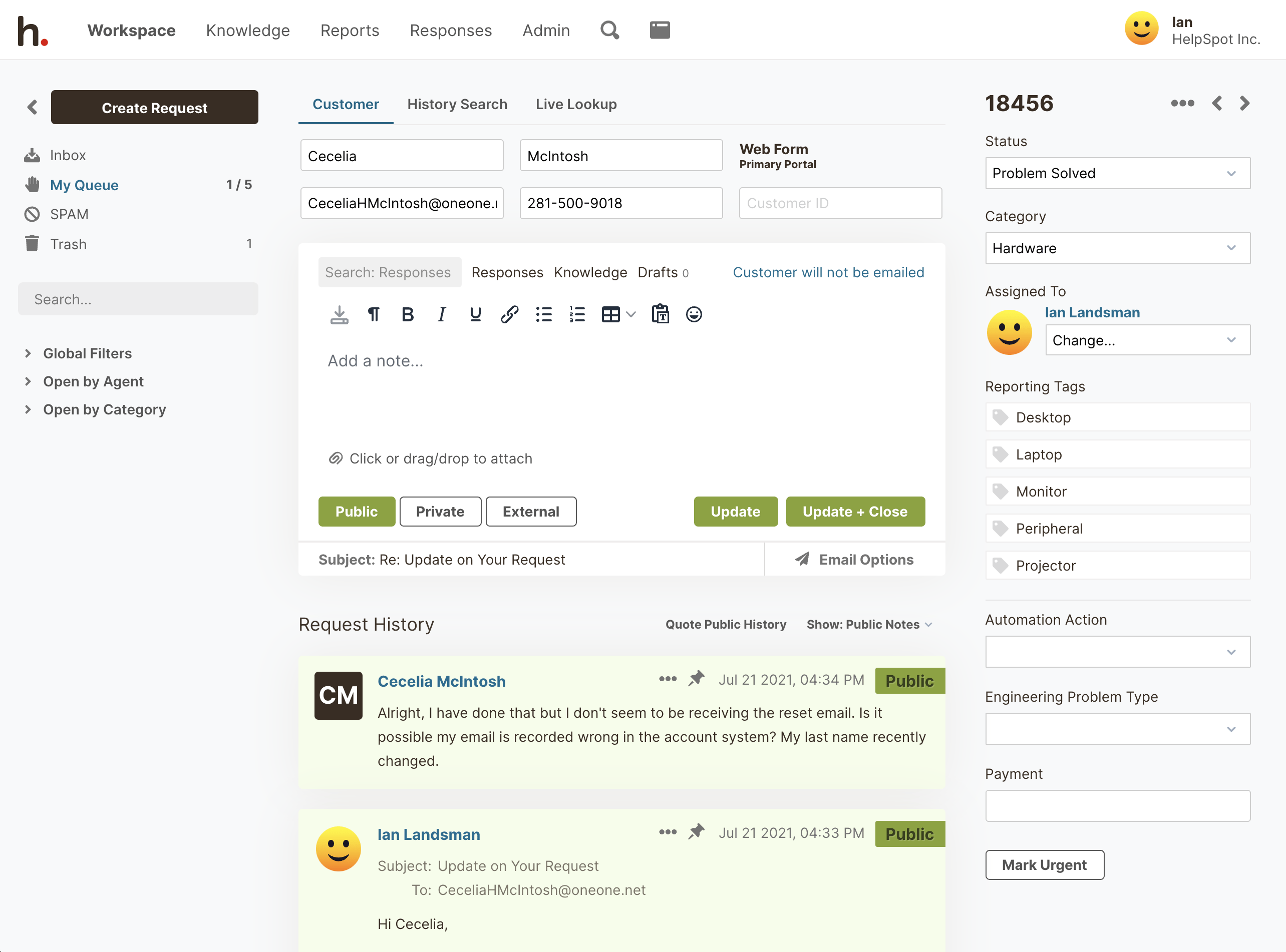 HelpSpot Dashboard