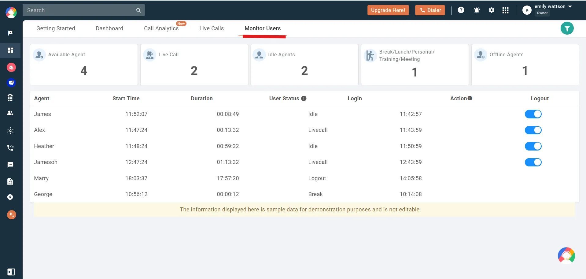 Call Hippo Live call monitoring dashboard