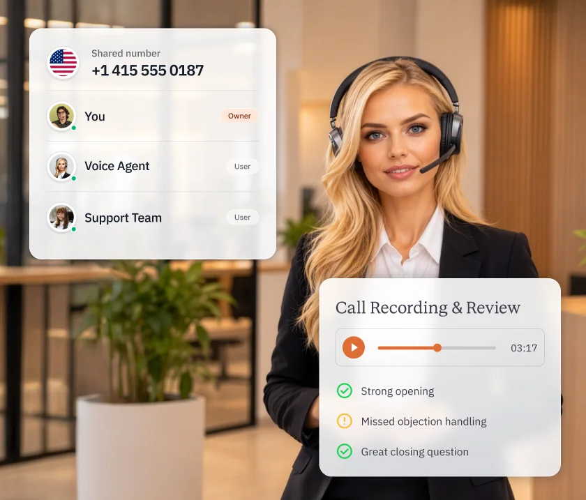 Virtual assistant answering calls on a shared US number